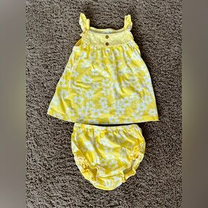 Carters baby girl summer outfit, yellow floral, 18 month